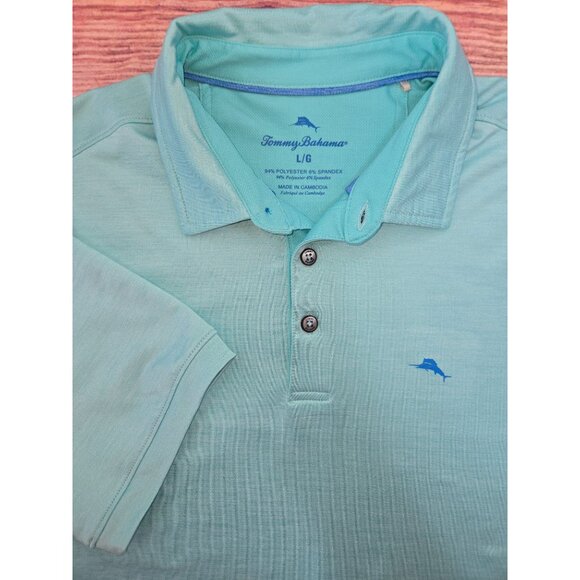 Tommy Bahama Mens Polo Shirt Turquoise Large - Picture 4 of 7